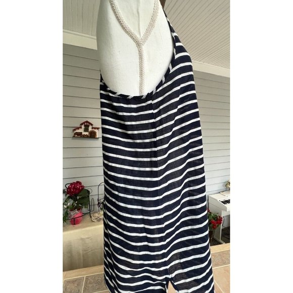 J. Crew Worn twice Navy-White Striped Tank Racerback Mini Dress Cotton Size M - Picture 2 of 9